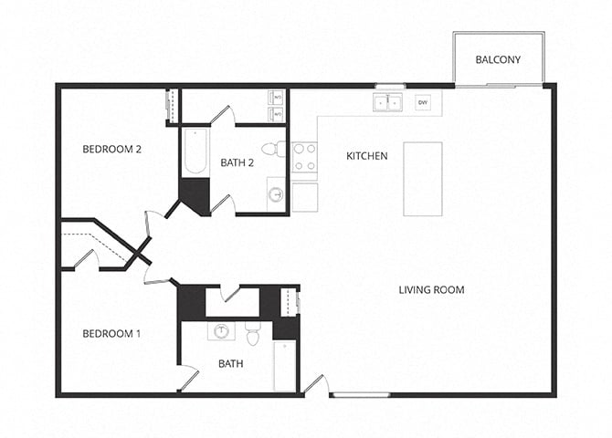 Two Bedroom 2 Bath floor plan